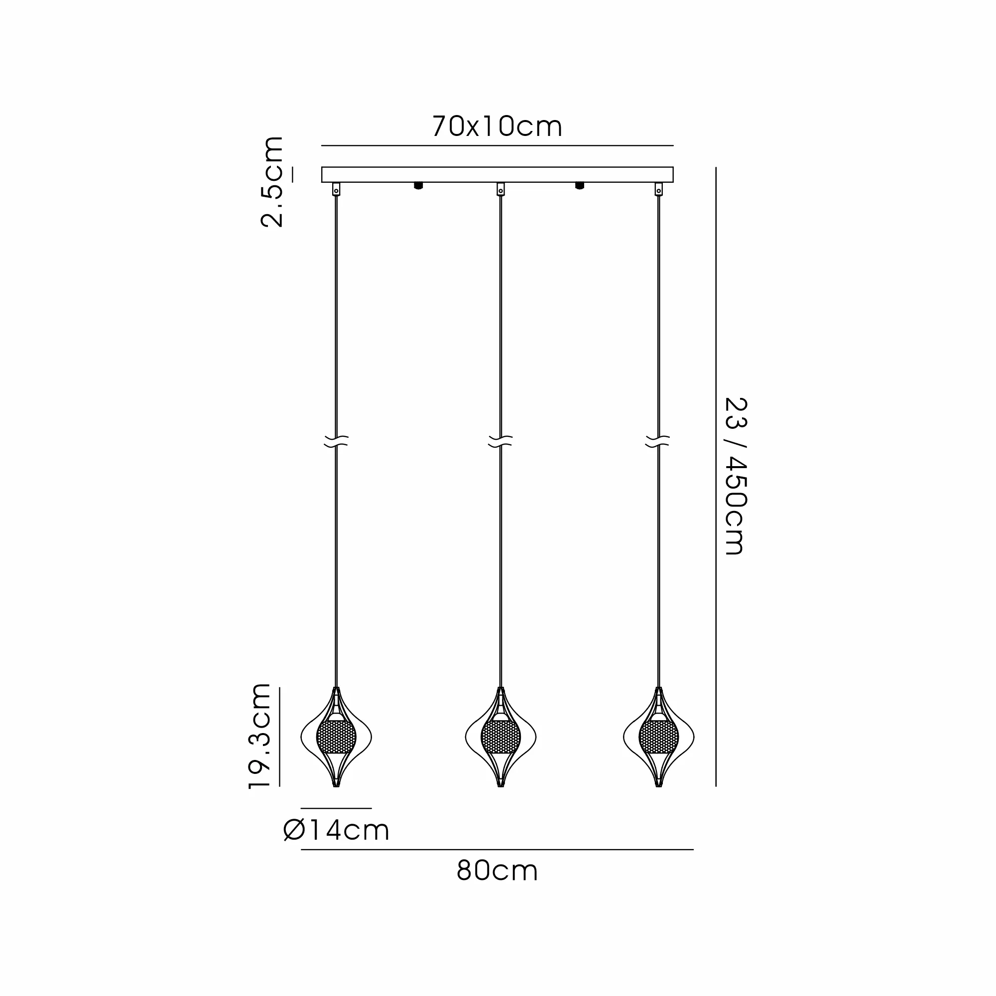 Amano Linear Pendant, 3 Light Adjustable G9, Polished Chrome/Crystal IL31856CH  Diyas Amano